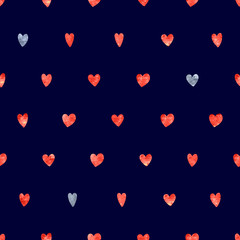 Seamless polka dot hearts pattern.