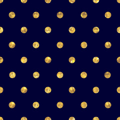 Seamless polka dot golden pattern.