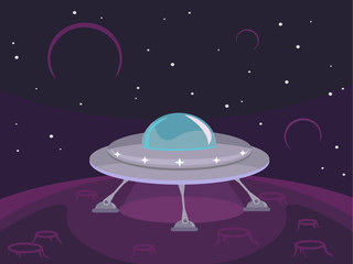 Vector UFO flat illustration