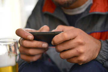 Man using smartphone