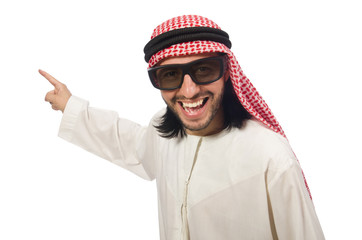 Concept with arab man isolated on white