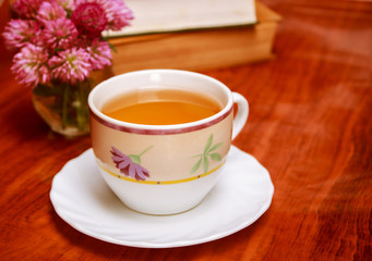 cup of hot tea in cold weather