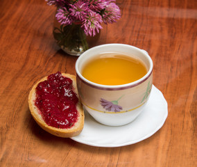 cup of hot tea in cold weather
