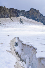 Crepaccio nel ghiacciaio del Monte Bianco