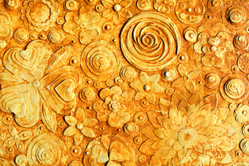 Grunge flowers, abstract background the color of dark wood or rich soil, rustic, made of clay...