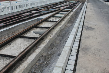 Bauarbeiten an Stra&szlig;enbahnschienen