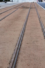 Bauarbeiten an Straßenbahnschienen