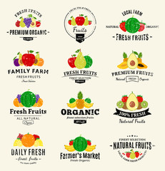 Fruits Logos, Labels and Design Elements