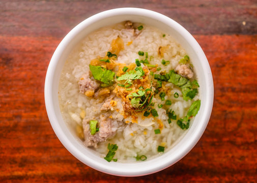 rice congee mixed with mea
