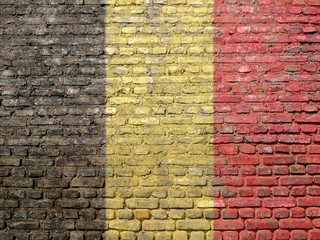 Belgian flag painted on a wall