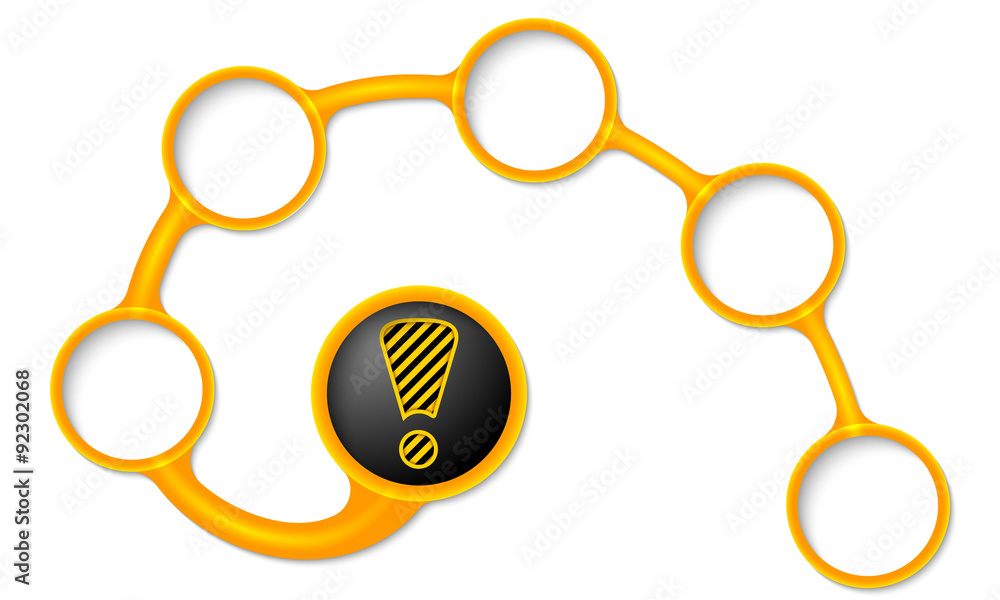 Poster yellow circular text boxes for your text and exclamation mark