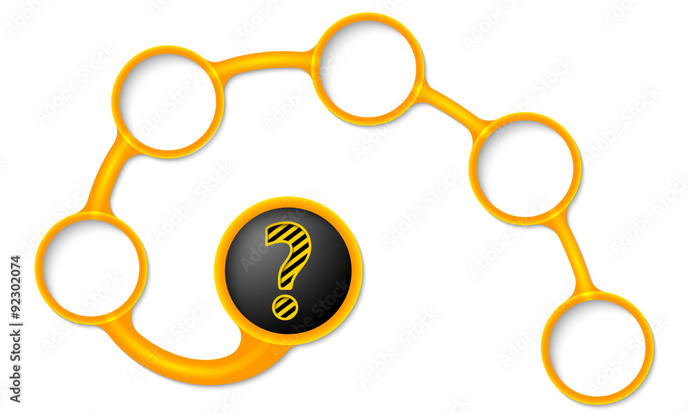 Poster yellow circular text boxes for your text and question mark