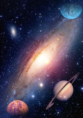 Astrology astronomy saturn outer space big bang solar system planet galaxy creation. Elements of this image furnished by NASA. - 92302447