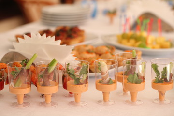 canapes and snacks at the buffet