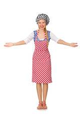 Woman cook isolated on the white background