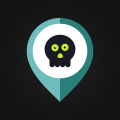 halloween skull mapping pin icon