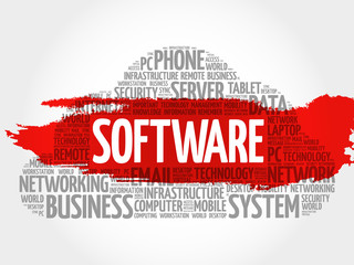 Software word cloud, business concept