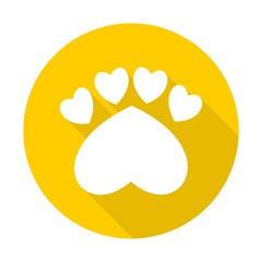 Paw and heart shape with long shadow - Illustration