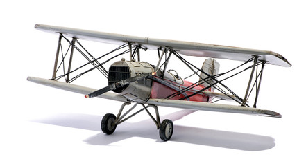 Model of a vintage biplane - obrazy, fototapety, plakaty