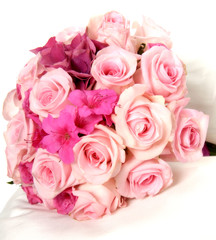 Pretty bouquet of fresh pink spring flowers