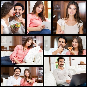 Collage of home relax pictures