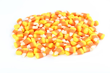 Halloween candy corns isolated on white