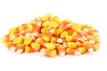 Halloween candy corns isolated on white