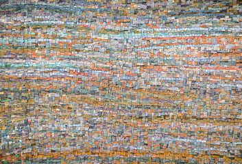 Old orange and blue mosaic tile background