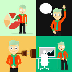 Set of businessman pose character concepts