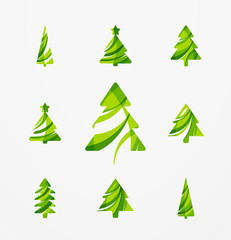 Obraz premium Set of abstract Christmas Tree Icons, business logo concepts