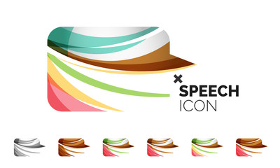 Set of abstract speech bubble and cloud icons, business logotype