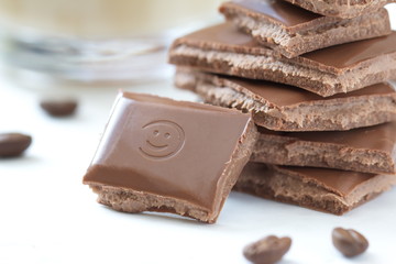 Slice of milk chocolate with smile