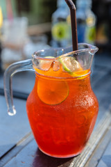  A jug of cold tea mixed with lemonade