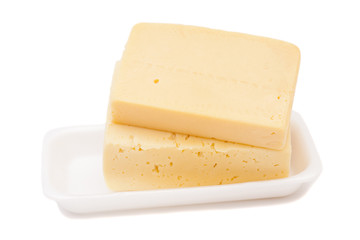 cheese slices on white background