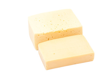 cheese slices on white background