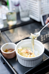 Mashed potatoes with mushroom gravy
