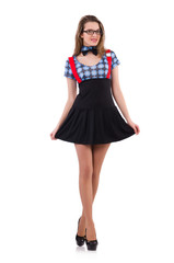 Schoolgirl isolated on the white