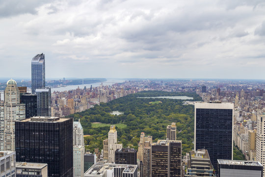 Central Park aerial view in Manhattan, New York City, USA