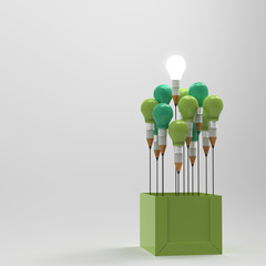 drawing idea pencil and light bulb concept outside the box as cr