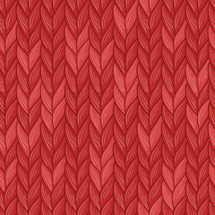Fototapeta na wymiar Knitted christmas red seamless pattern. Natural warm knitted fabric. Vector, Eps, added to swatch palette. 