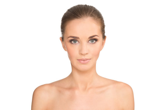 Beauty Girl Portrait. Beautiful Young Happy Smiling Woman 
