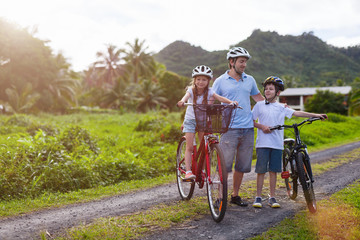 Family on bike ride