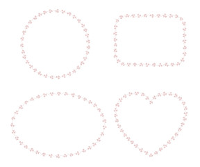 Set of 4 frames made of clover leaves isolated over white background. Romantic design for weddings, cards, invitations. Vector illustration, eps10.