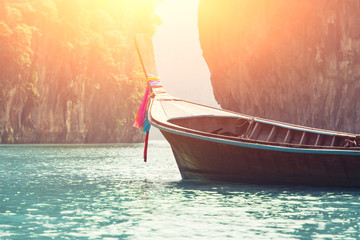 long boat on island in Thailand