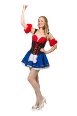 Woman in Oktoberfest concept on white