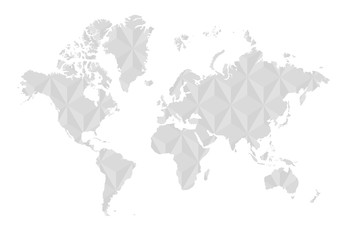 Vector : World map on abstract triangle background