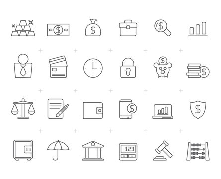 Painted with Lines Bank, Business and finance icons -vector icon set