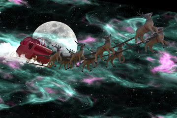 Santa Claus on Aurora Borealis