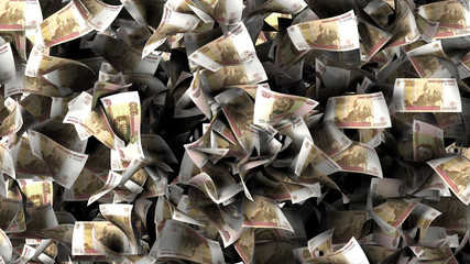 Pile of ruble banknotes as seamless background for financial and economy themes