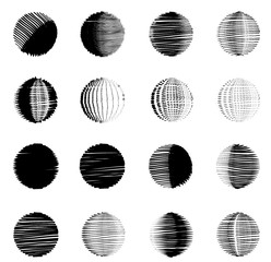 Geometric round shape circle blub. Hand drawn sketch of geometrical forms set